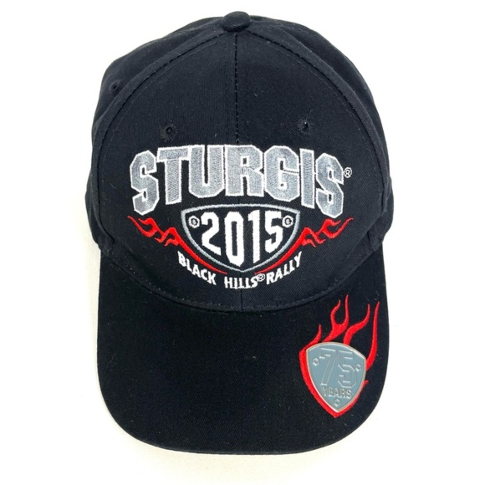 Sturgis 2015 75th Anniversary Rally Hat Black Hills Adjustable Biker Cap